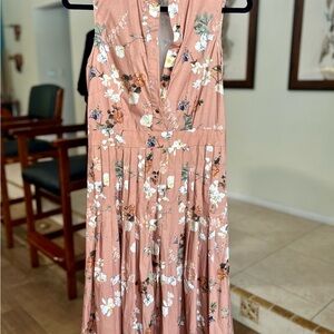 ANTONIO MELANI Backless Floral Dress in Peach